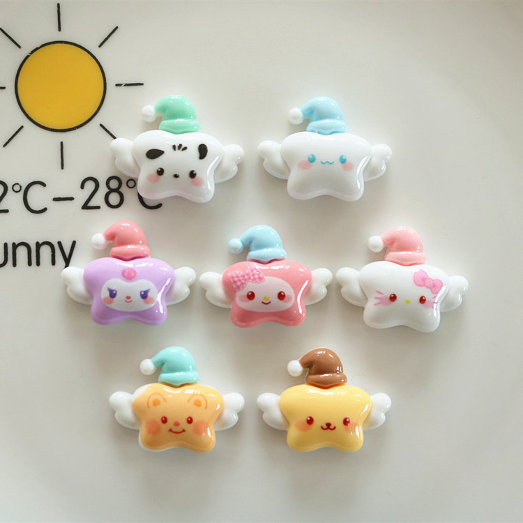 [100 ชิ้นพร้อมสต็อก] อุปกรณ์เรซินเคลือบเงาขายส่งปีกดาวดาวห้าแฉก ทําเอง อุปกรณ์ผมทํามือหลุมรองเท้าวัสดุ