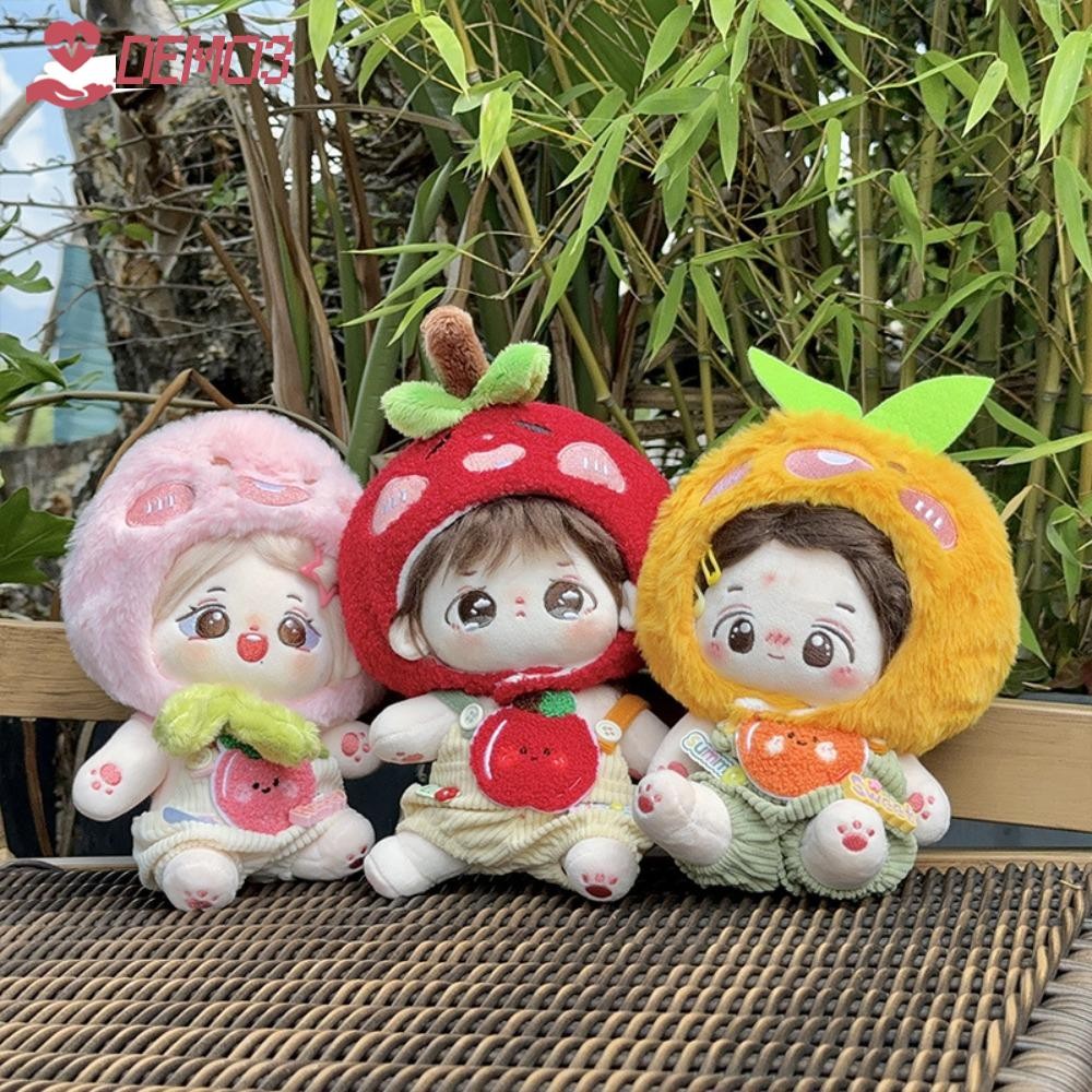 [DEMO3] เสื้อผ้าตุ๊กตาตุ๊กตา, ตุ๊กตาผ้าฝ้ายขนาด 20 ซม. หมวกตุ๊กตา, อุปกรณ์เสริมสีส้มพีชตุ๊กตาทํามือหลวมของขวัญวันเกิด
