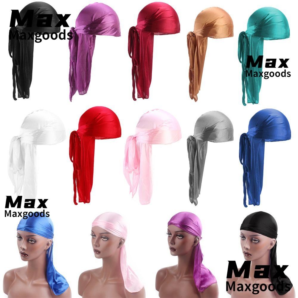 Maxg ผ้าไหม Durag, โพลีเอสเตอร์ Pre-Tied หมวกโจรสลัด, แฟชั่น Elastic ปรับ Head Wrap ผู้ชายผู้หญิง