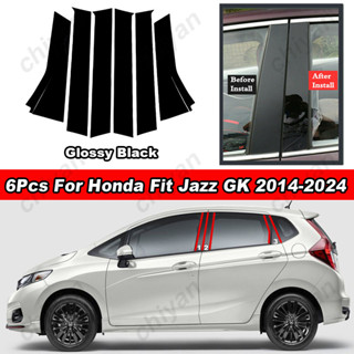 6 ชิ้นเคลือบเงาเปียโนสีดํารถประตูหน้าต่างเสาโพสต์ Trim ฝาครอ…