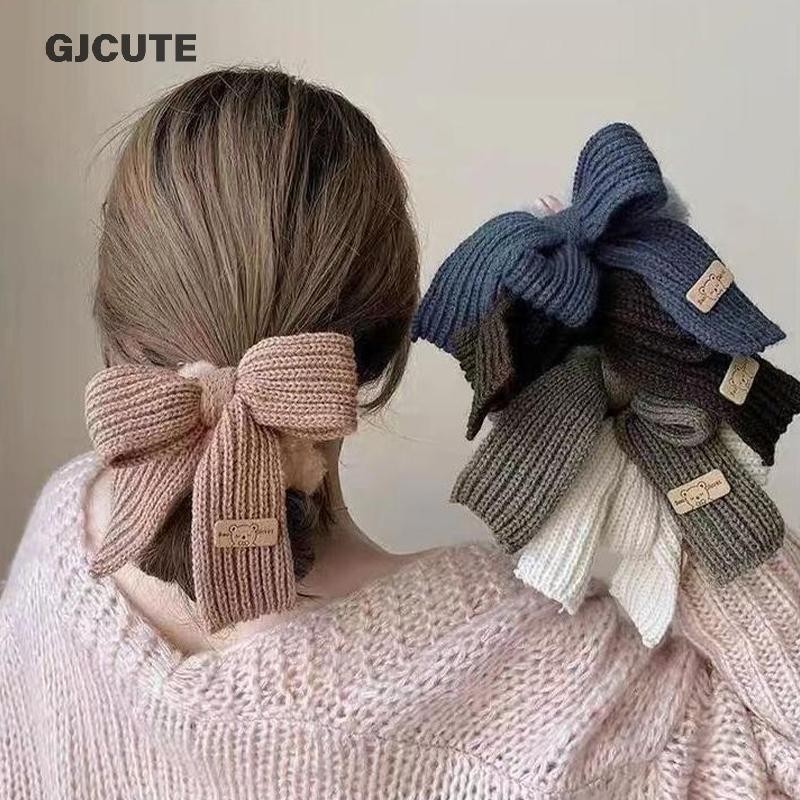Gjcute ฤดูใบไม้ร่วงและฤดูหนาวแฟชั่นขนสัตว์โบว์ Plush ผมสไตล์เกาหลีน่ารักยางรัดผมเครื่องประดับผม WTD