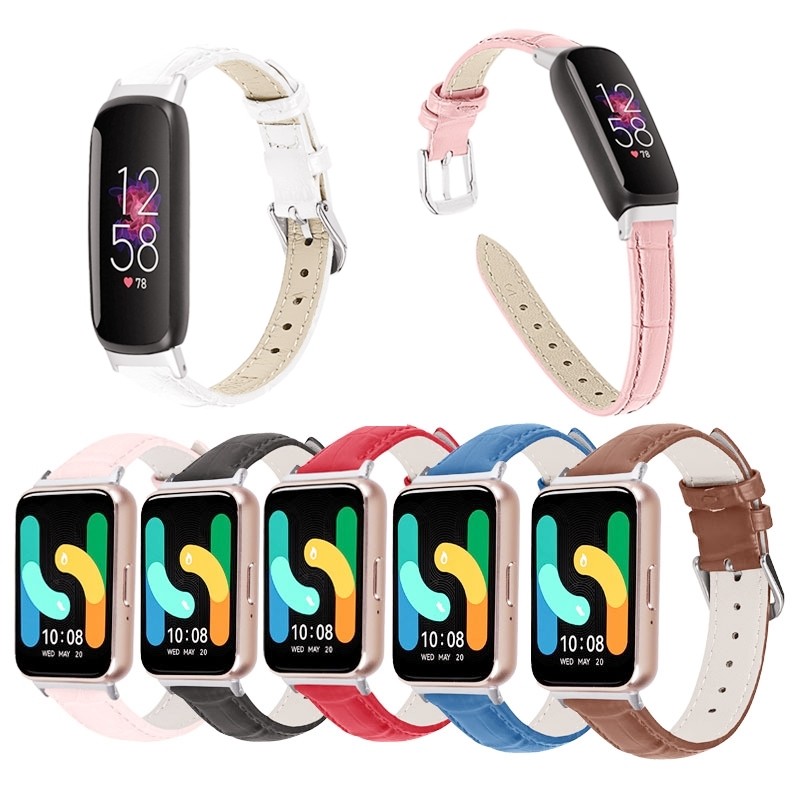 สายหนังทดแทนสําหรับ Fitbit Charge 6/5/4/3/Se, Inspire 3/Inspire 2, Versa 4/3, Sense, Luxe
