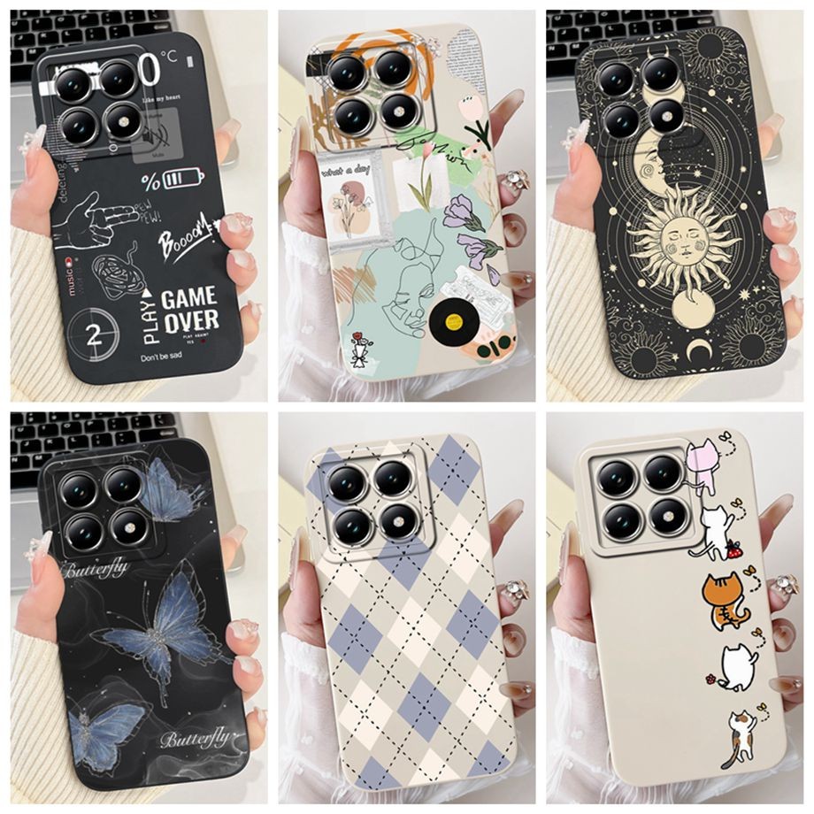 สําหรับ Xiaomi 14T Pro 5G / Xiaomi14T 14 t Pro 2024 Matte Case แฟชั่นหัวใจ Liquid Soft ซิลิโคน Proective ฝาครอบเคสโทรศัพท์