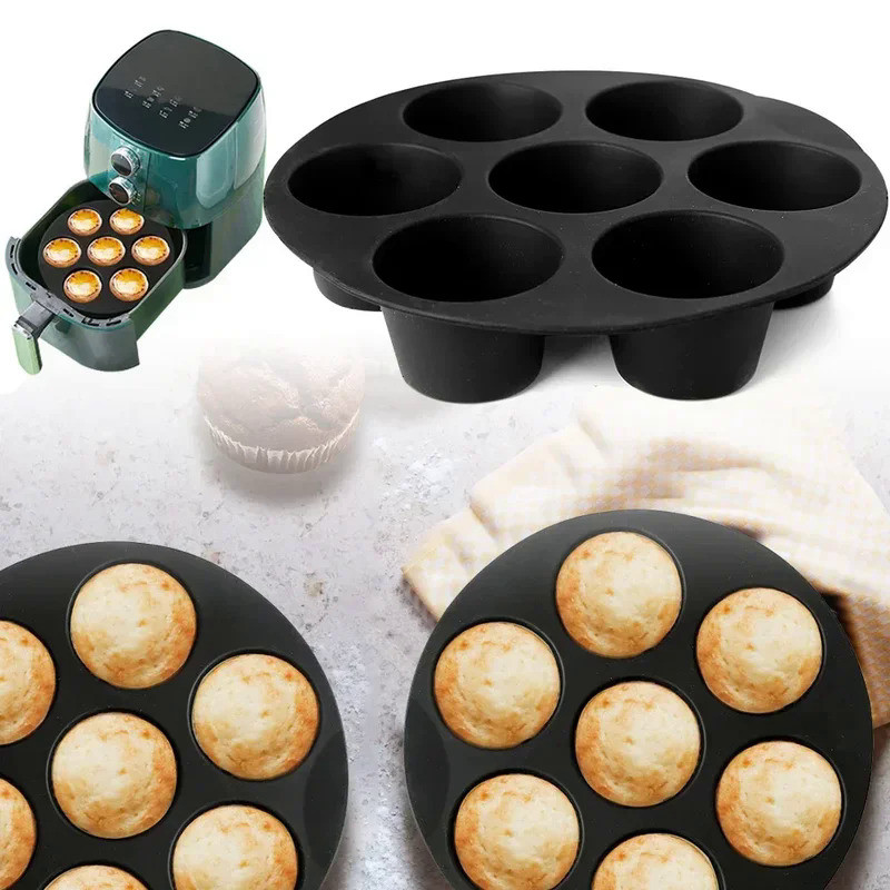 7-hole Cake Cup Air Fryer Accessories Circular Pancake Cup Mold Microwave Baking Mold Baking Baking 