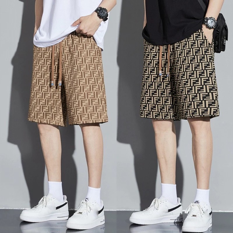 M-5XL กางเกงขาสั้นผู้ชาย ฤดูร้อนแฟชั่นลำลองกีฬาหลวมชายหาดขนาดบวกกางเกงขาสั้นพิมพ์ตัวอักษร กางเกงขาสั้นชาย
