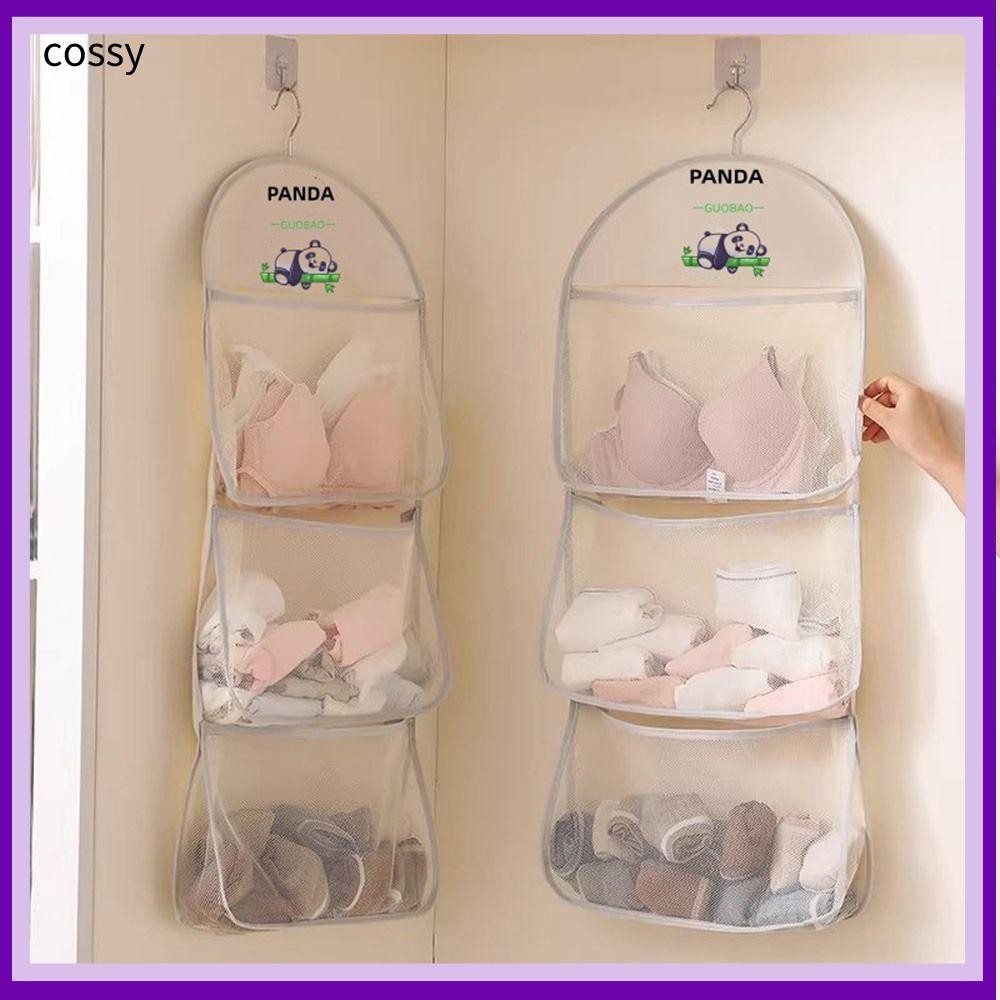 Cossy Storage ถุงตาข่าย,ตู้เสื้อผ้าหลายชั้นแขวนถุงเท้าถุงเก็บ,ประหยัดพื้นที่ Multi-function ความจุขนาดใหญ่ Panda ตาข่ายกระเป๋าจัดระเบียบ