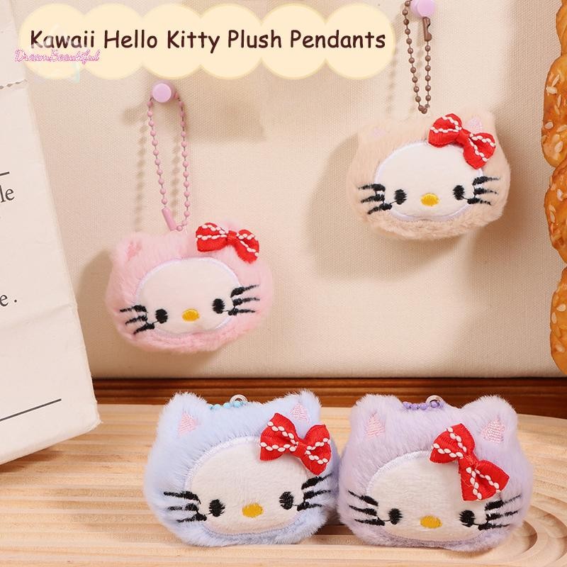 <DBFl> Kawaii Bowknot Hello Kitty จี้ตุ๊กตาการ์ตูนแมวพวงกุญแจ Sanrio ตุ๊กตาตุ๊กตาพวงกุญแจรถกระเป๋าเป้สะพายหลังตกแต่งของขวัญใหม่