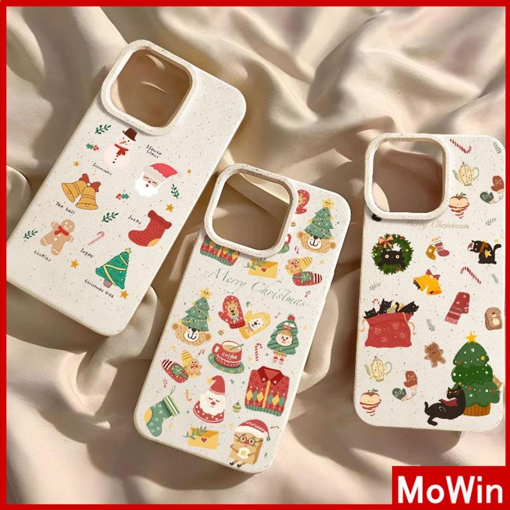 Mowin - เคส iPhone 15 Pro max เคส iPhone Straw Wheat Eco-Friendly สีขาว เคสกันกระแทกแบบนิ่ม คริสมาสน่ารัก Compatible with iPhone 14 14 13 12 11 Pro max XR XS 7Plus 8Plus