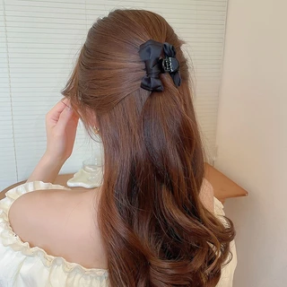 DREJEW เดรช อะคริลิกิ๊บโบว์สีดําที่ทันสมัยและส่วนบุคคลขนาดเล็กคว้าคลิปแสงหรูหรา จินตนาการ เจ้าหญิงเครื่องประดับผมใหม่