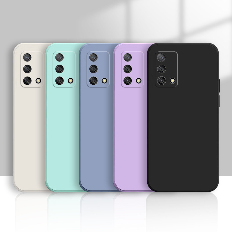 เคส OPPO A74 2021 OPPO A95 เคสโทรศัพท์ซิลิโคนอ่อนนุ่มครอบคลุมอย่างเต็มที่สีฟ้าสีเขียวสีดําสีม่วงสีขาวเคสป้องกันโทรศัพท์ VNX1
