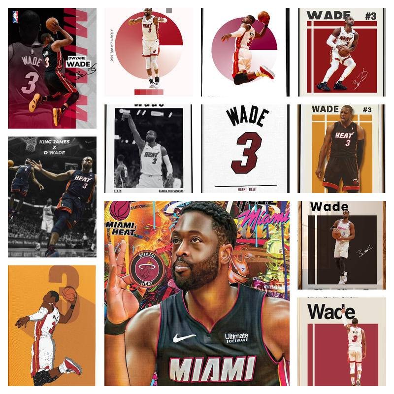 Dwyane Wade Poster Miami Heat NBA Pop Art Canvas Wall Art Home Decor พิมพ์ Wade Fan