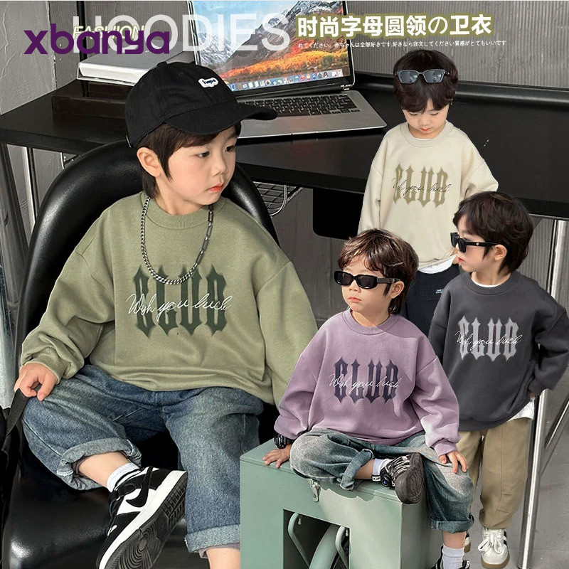 ชายรอบคอพิมพ์เสื้อกันหนาวฤดูใบไม้ร่วงเสื้อผ้าฤดูใบไม้ผลิฤดูใบไม้ร่วงสไตล์ใหม่เด็กทารกเสื้อผ้าเด็กทารกเด็กด้านบน X4318