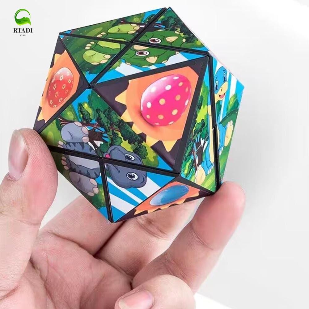 Rtadi Intelligence Cube Magic ของเล่น, 3D หมุนสีสัน Magic Cube, ปริศนาปลายนิ้วไดโนเสาร์การ์ตูน Planet Exploration เด็กปลายนิ้วปริศนา Decompress
