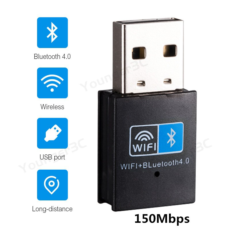 2 In 1 150Mbps ไดร์เวอร์ฟรี USB WiFi Dongle บลูทูธ, อะแดปเตอร์บลูทูธไร้สาย 2.4G, คอมพิวเตอร์เดสก์ท็อปตัวรับสัญญาณ WiFi, การ์ดเครือข่ายไร้สาย USB