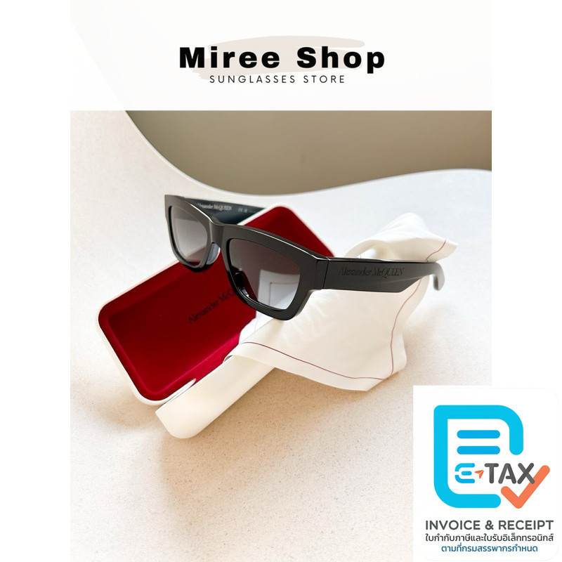 Alexander McQueen Angle Wide Rectangular Sunglasses ของแท้ค่า AM0419S