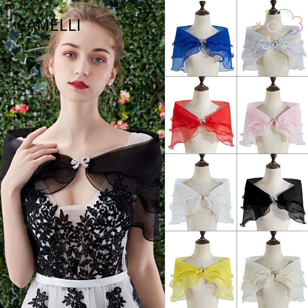 Camelli ผ้าคลุมไหล่ลูกไม้, Elegant Casual Wedding Cape, แฟชั่นเจ้าสาวฤดูร้อนชุดราตรีผ้าคลุมไหล่ผู้หญิง