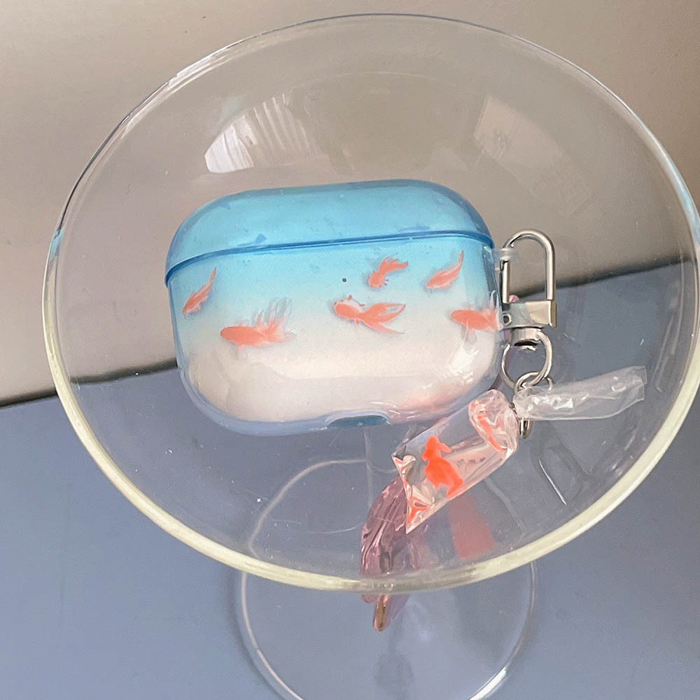 Lucky Fish หูฟังพวงกุญแจสําหรับ AirPods 4 2024 Clear Gradient Blue Goldfish สําหรับ Airpods 1 2 3 4th Pro Pro2 Pro3 2025 กรณีป้องกัน - รูปที่ 6
