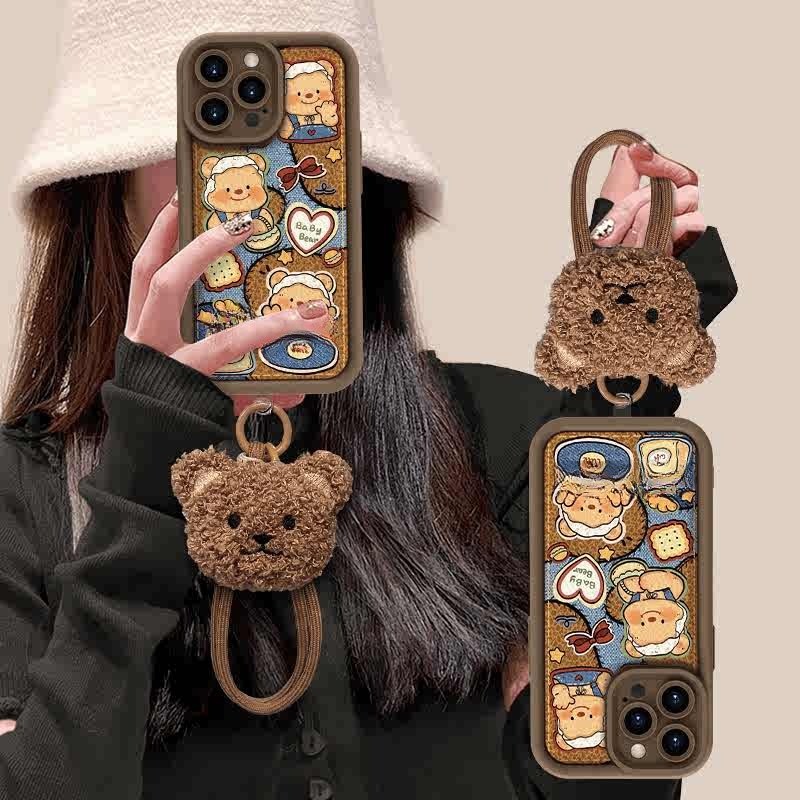 สําหรับ IPhone 16 15 14 13 12 11 Pro Max X XR Max 7 8 Plus น่ารักการ์ตูนหมีเคสโทรศัพท์ Soft