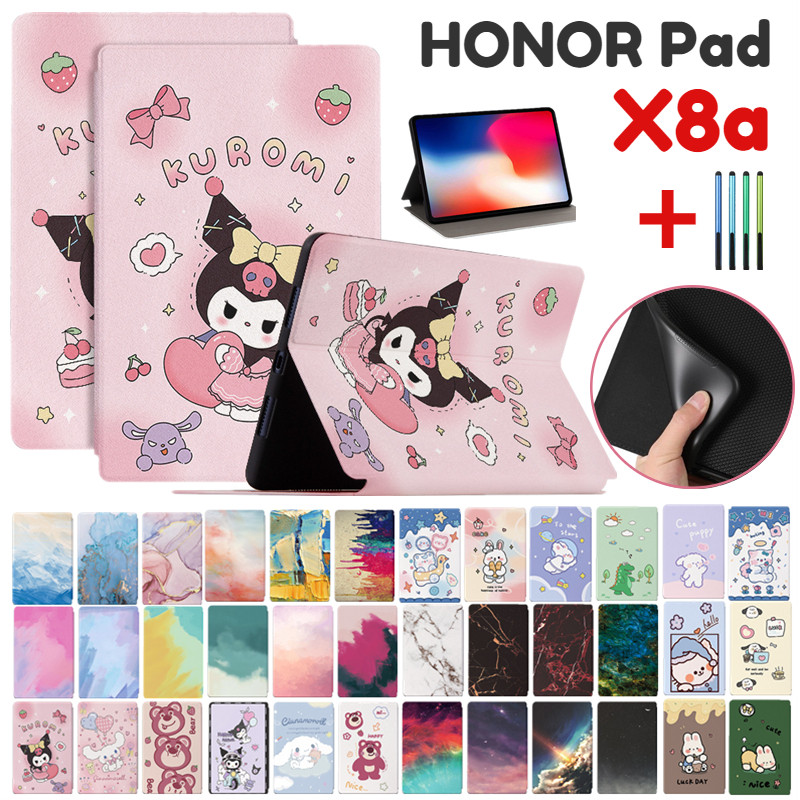 Kuromi Melody Labubu Crayon Shin Chan การ์ตูนทาสีนูน PU หนังสําหรับ HONOR Pad X8a NDL-W09 11 นิ้ว 2024 ฝาครอบขาตั้งเด็กขาตั้งผู้ถือ Shell