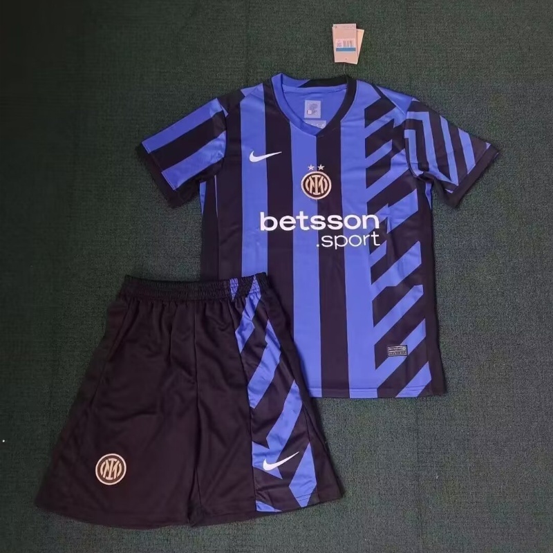 แฟน ๆ ฉบับที่ 2024/25 Internazionale Milano Home Aldult Kit เสื้อฟุตบอลและกางเกงขาสั้นสําหรับ S-2XL,สามารถเพิ่มชื่อและหมายเลขของคุณได้