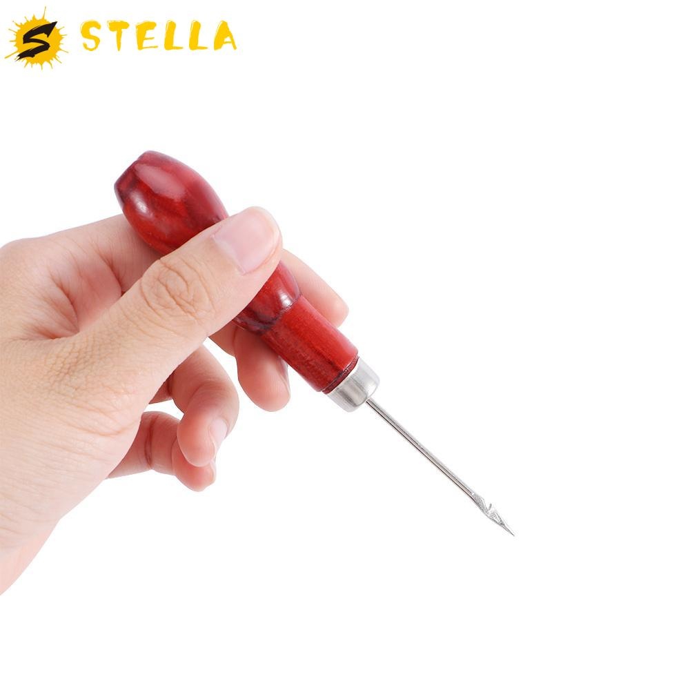 Stella เย็บ Awl DIY ด้ามไม้ Punch เจาะรองเท้าผ้าใบ Hand Stitcher
