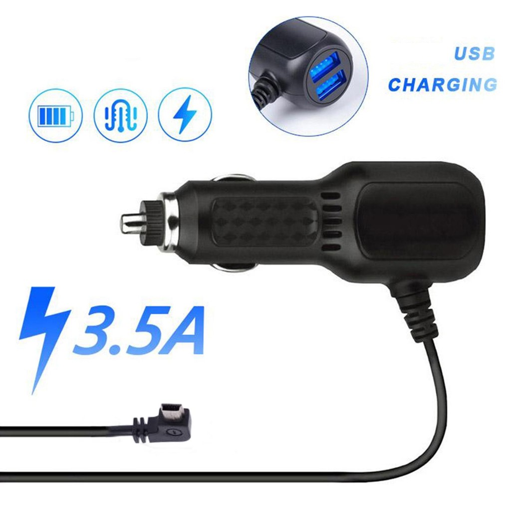 Dash Cam สายชาร์จ Car Charger 2 พอร์ต USB GPS Charger สายชาร์จ Dash Cam อะแดปเตอร์ 12-24V haiotaph