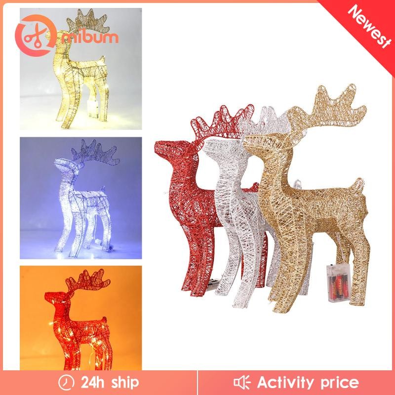 [Mibum] คริสต์มาส LED Elk Sculpture ตุ๊กตาเครื่องประดับ Art Lighted Sculpture Peaceful