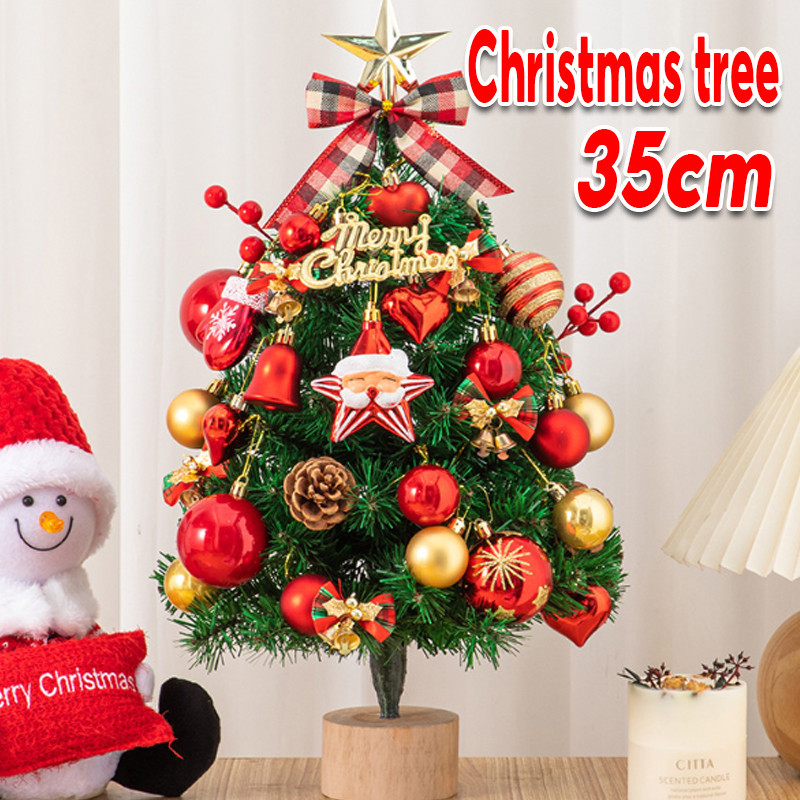 พร้อมจัดส่ง ต้นคริสต์มาส พร้อมไฟ LED ของตกแต่งคริสมาสต์ โต๊ะต้นคริสต์มาส Christmas tree 35cm ตกแต่งห้องรับแขก