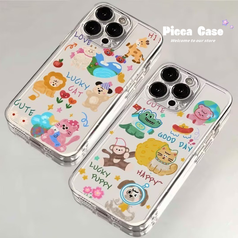 Lucky Puppy ลูกแมวน่ารักการ์ตูน Doodle Case สําหรับ Samsung A16 A51 A05 A11 A04 A13 A34 A35 A06 A03s A04s A53 A12 A10s A23 A30 A52 A05s A52 A31 A15s A21s A32s A15s A21s A30s A30s A32s A52 A31 A15s A21s A30s A15s A30s A21s A