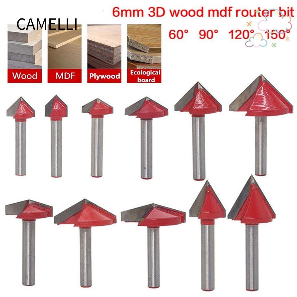 Camelli เครื่องตัดกัดงานไม้ 1 ชิ้น 60/90/120/150 องศา End Mill CNC คาร์ไบด์แข็ง|เครื่องมือ
