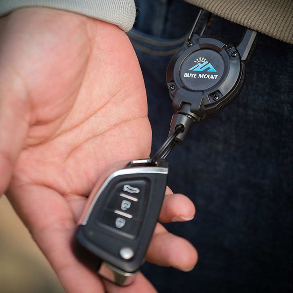 พวงกุญแจเชือกลวดสลิง ยืดหดได้ พร้อมสายเคเบิลเหล็ก หนา 0.9 มม.กันขโมย สายเคเบิ้ล พวงกุญแจรถยนต์ พวงกุญแจห้อย พวงกุญแจ - รูปที่ 4