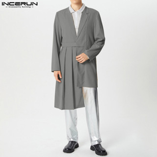 ไม่แน่นอน ผู้ชายวินเทจแขนยาวจีบชายเสื้อผิดปกติเสื้อลําลอง