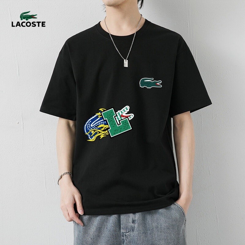 Lacoste200g ผ้าฝ้ายแขนสั้นฤดูร้อนสไตล์ใหม่เสื้อยืดใหม่ผู้ชายผู้หญิงเสื้อยืด 100 ผ้าฝ้ายแท้คุณภาพสูง 