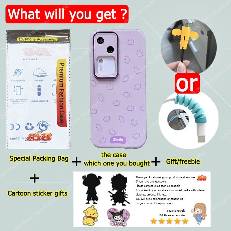 เคส Vivo V40 V30 5G เคส Vivo V40 V30 Pro รอยยิ้มน่ารักกันกระแทกพร้อมตัวป้องกันกล้องเคลือบนุ่มสีม่วงซิลิโคน Ins สไตล์ป้องกันลายนิ้วมือสําหรับเด็กผู้หญิงนักเรียนหญิง - รูปที่ 5