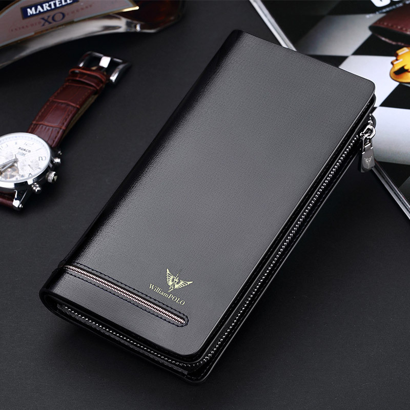 Emperor Paul Wallet Mens Long Wallet Mens First Layer Cowhide หนังแท้กระเป๋าสตางค์เรียบง่ายคลัทช์ผู้ชายขายส่ง - รูปที่ 5