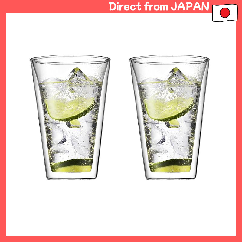 BODUM Glass Cup Tumbler BODUM CANTEEN Double Wall Glass 400ml Set of 2 Insulated Heat Retaining/Dual