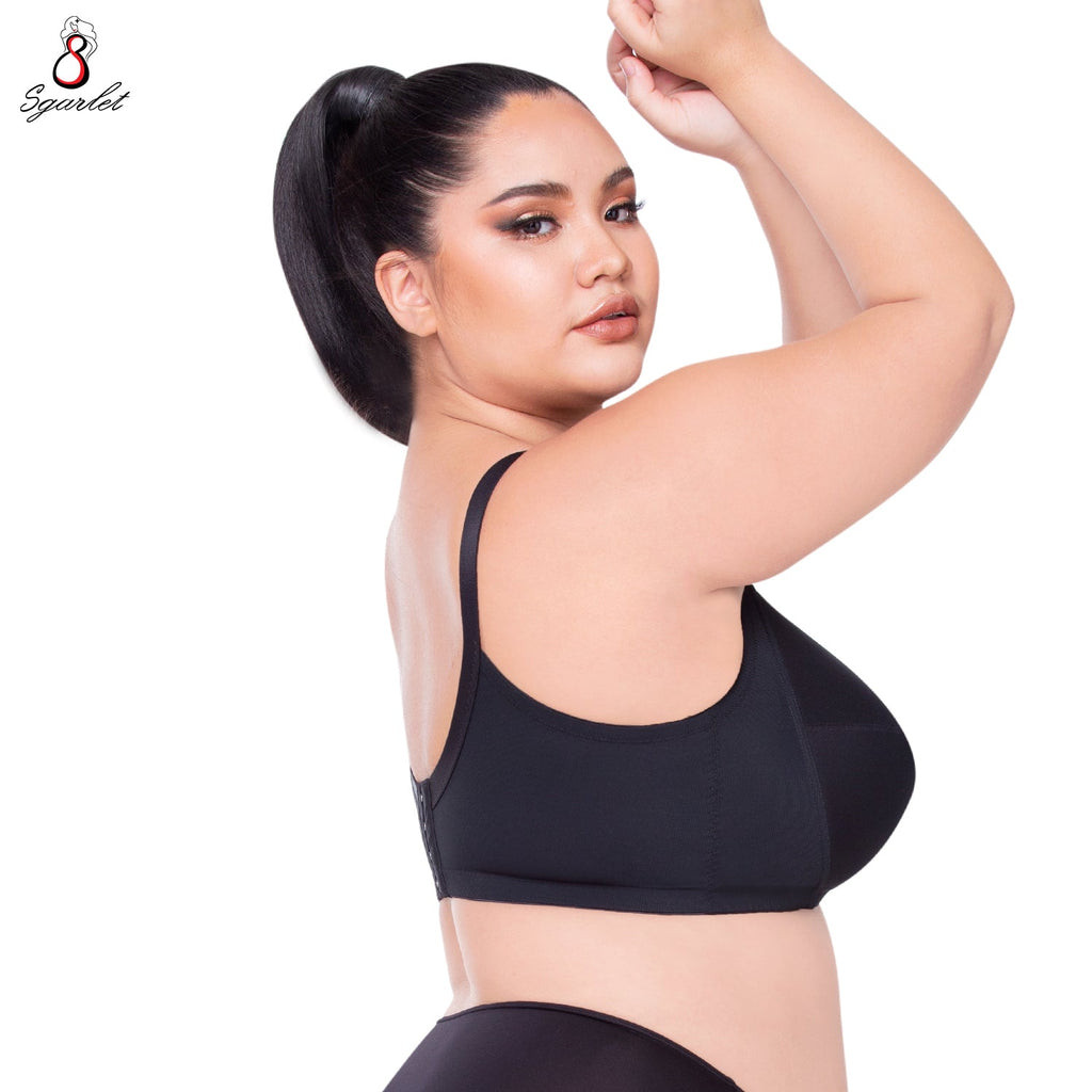 Sgarlet Plus Size Wireless Bra สำหรับสาวอวบที่ไม่ชอบโครง เก็บเนื้อส่วนเกิน คัพสบาย ตัวเรียบ MB1507 สีเนื้อ/สีดำ/โอลด์โรส — صورة 7