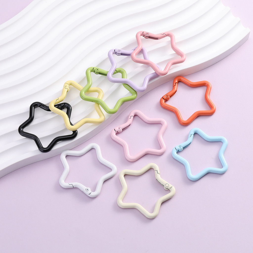 5 ชิ้น 41mm Pentagram ฤดูใบไม้ผลิหัวเข็มขัด DIY Keyfob กระเป๋าเป้สะพายหลังหัวเข็มขัดอุปกรณ์เสริม