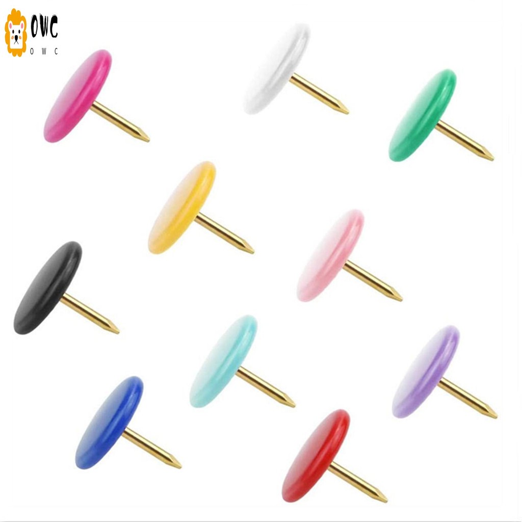 100 ชิ้นสีแบน Thumb Tacks รอบพลาสติกและโลหะแบน Thumb Tacks สําหรับสํานักงานโรงเรียนและของใช้ส่วนตัว