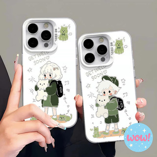 คู่รักการ์ตูนน่ารักเด็กผู้ชายโทรศัพท์นิ่ม เคส เคสไอโฟน IPhone 13 16 15 11 14 12Pro Max 7Plus 15 16 8 14 Plus XR X XS Max