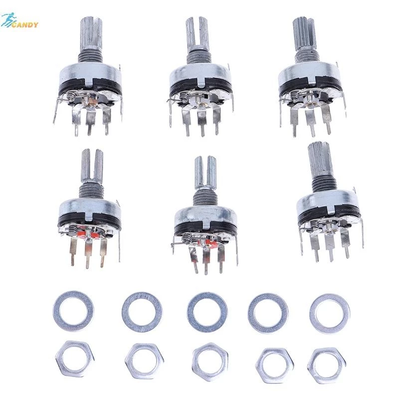 NDY 5 ชิ้น RV17 พร้อม Potentiometer B1K 2K 5K 10 พัน 20 พัน 50 พันความยาว 15 มิลลิเมตร 5Pin คาร์บอนฟิล์ม Potentiometer N