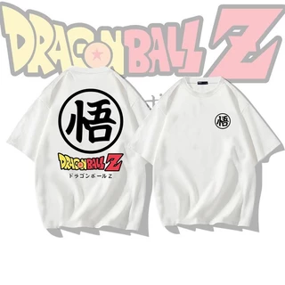 เสื้อยืดอะนิเมะดราก้อนบอลญี่ปุ่นการ์ตูนโกคูโลโก้พิมพ์เสื้อยืดแขนสั้นเสื้อยืดคอกลมสีขาวคอกลมด้านบน