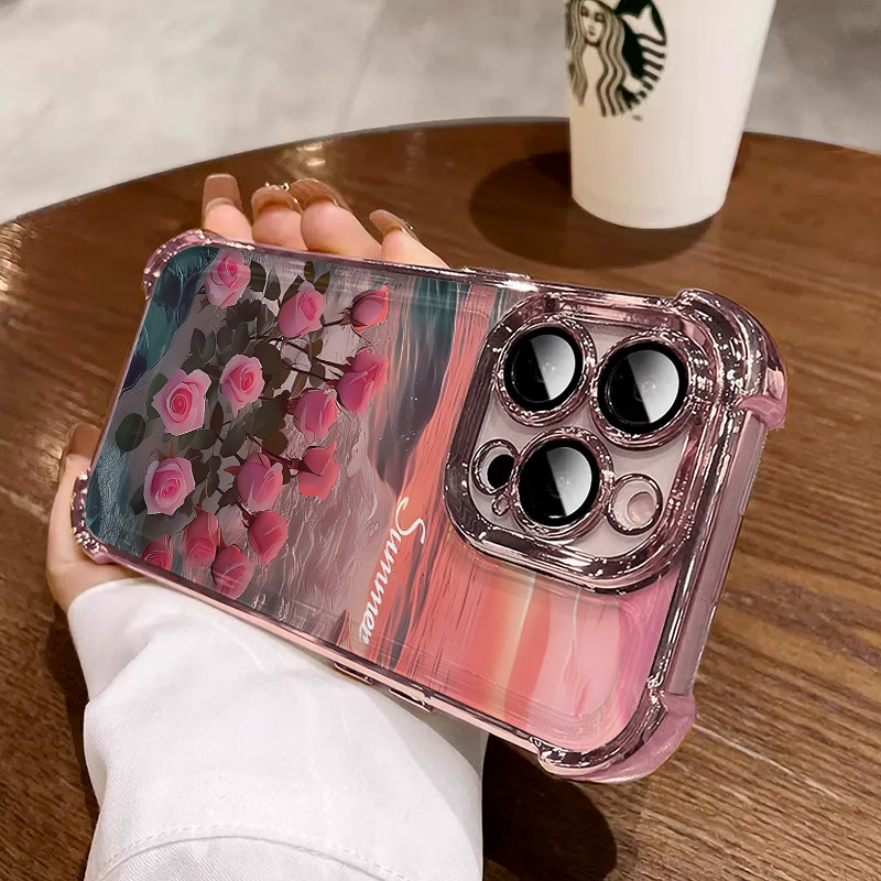 3 in1 ดอกไม้โรแมนติกสําหรับVivo S12 S12PRO S1 V15 S7 S9 S9E S10 S10PRO S10Eเคสโทรศัพท์นุ่มAnti Fallป