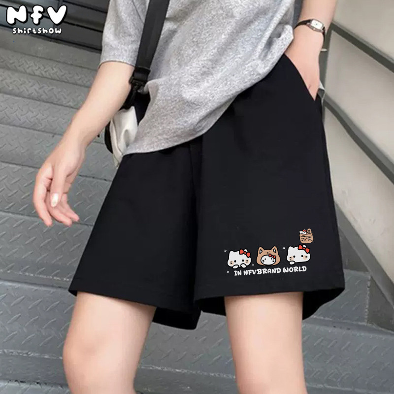 NFV กางเกงขาสั้น ลายพิมพ์การ์ตูน ลำลอง เสื้อผญ ชุดหน้าร้อน กางเกงขาสั้นห้าส่วน YG1719