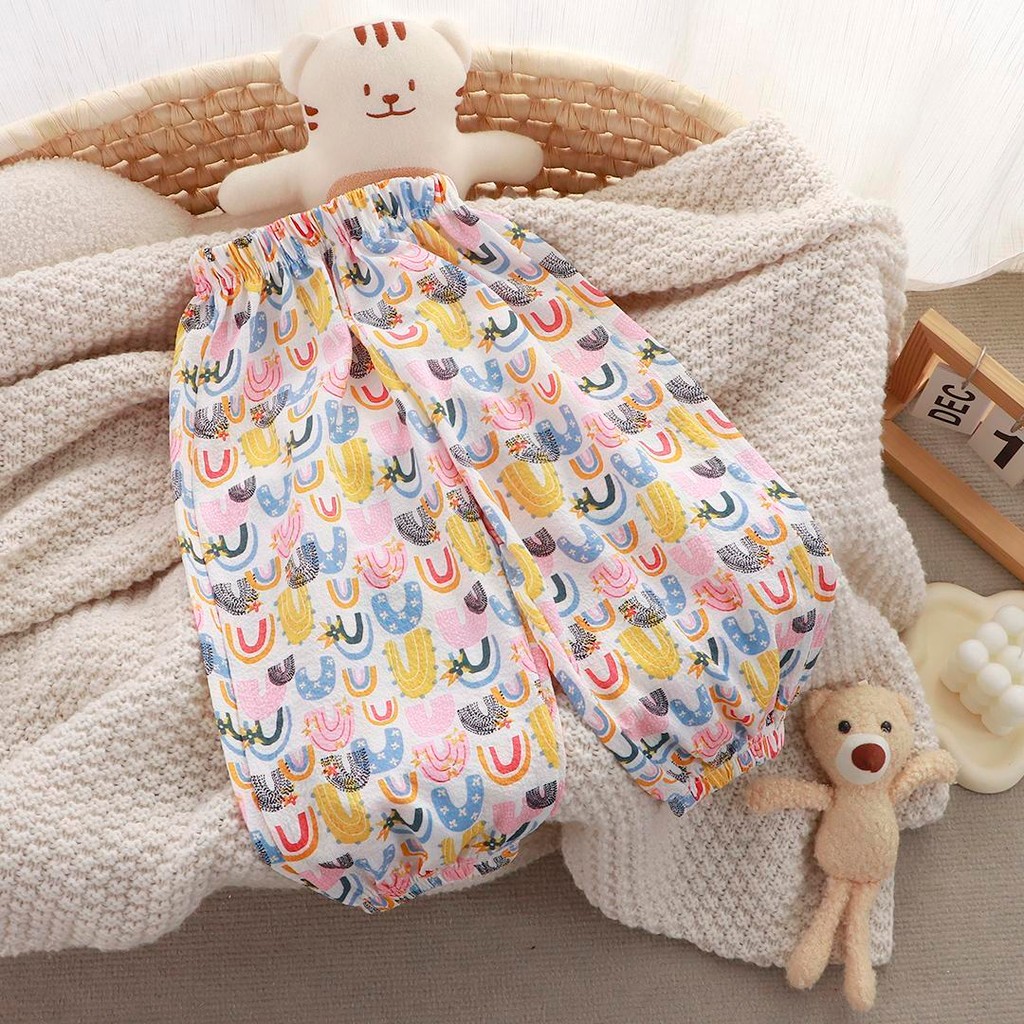 พร้อมส่ง-กางเกงขายาวเด็กผู้หญิงลายน่ารักใส่ชิว ผ้าดีใส่สบายฤดู ไซส์:90-120cm 🍒DA-FF🍒
