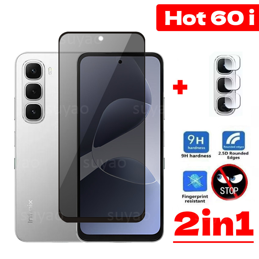 สําหรับ infinix Hot 60i 60 i 2025 Anti-Spy Full Privacy Tempered Peek Glass Hot60i Hot60 ป้องกันหน้าจอเต็มกล้องเลนส์ฟิล์ม Class Scratch 9H ความแข็งฝาครอบ