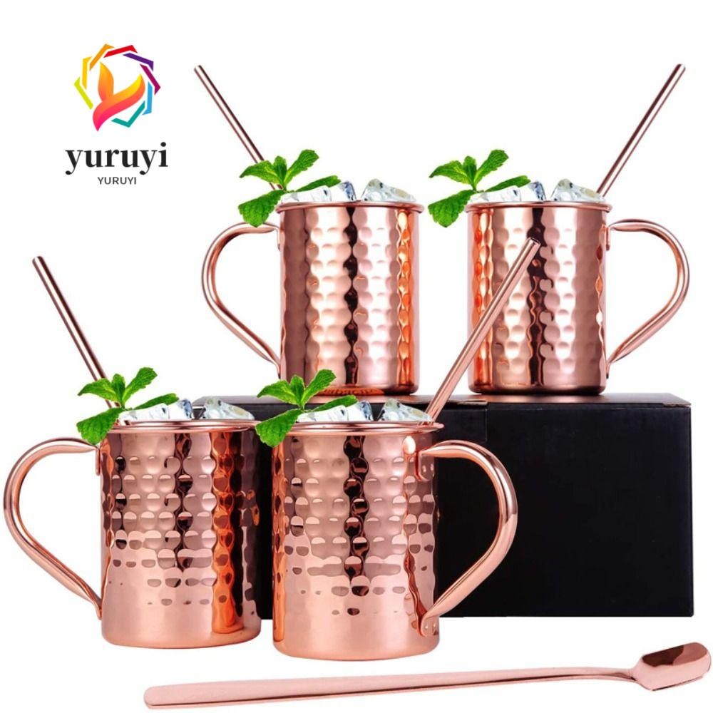 Yuruyi ทองแดง Moscow Mule แก้ว,ทนทาน 550ml ทองแดงแก้วเบียร์,เงิน Rose Gold โลหะถ้วยกาแฟ Bar Drinkware