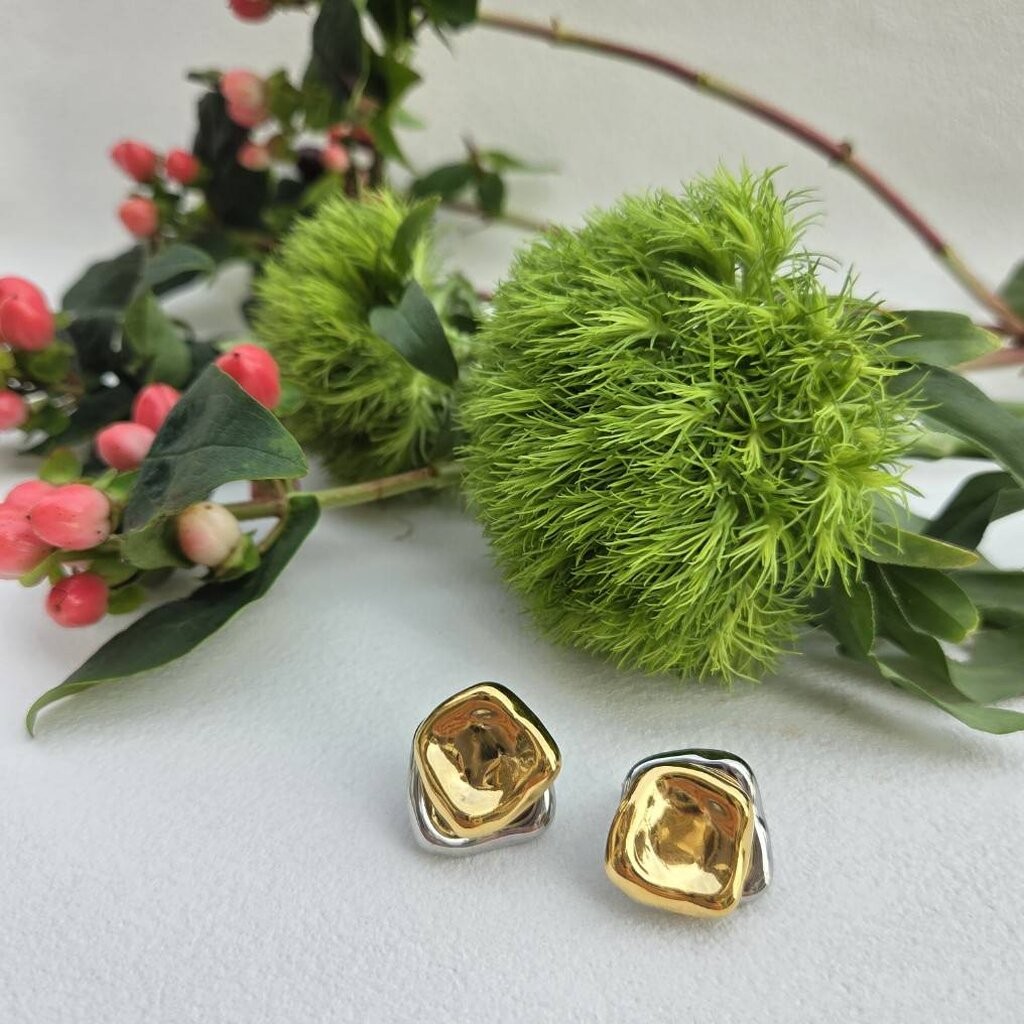 (WELRY.acc) พร้อมส่ง ต่างหูหน้าหลัง รุ่น two tone