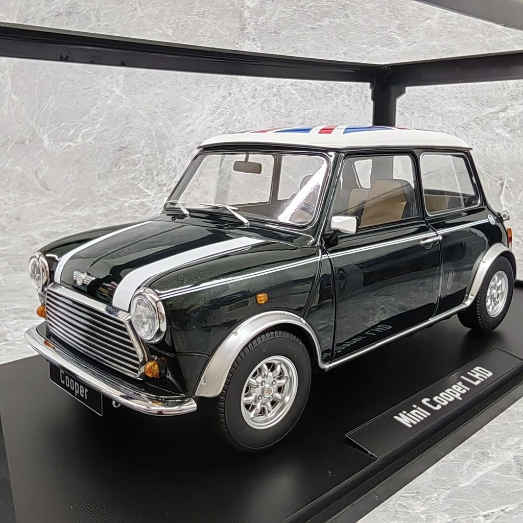 Kk 1/12 Mini Cooper Dark Green Flag Alloy Car Model Out of Print Model