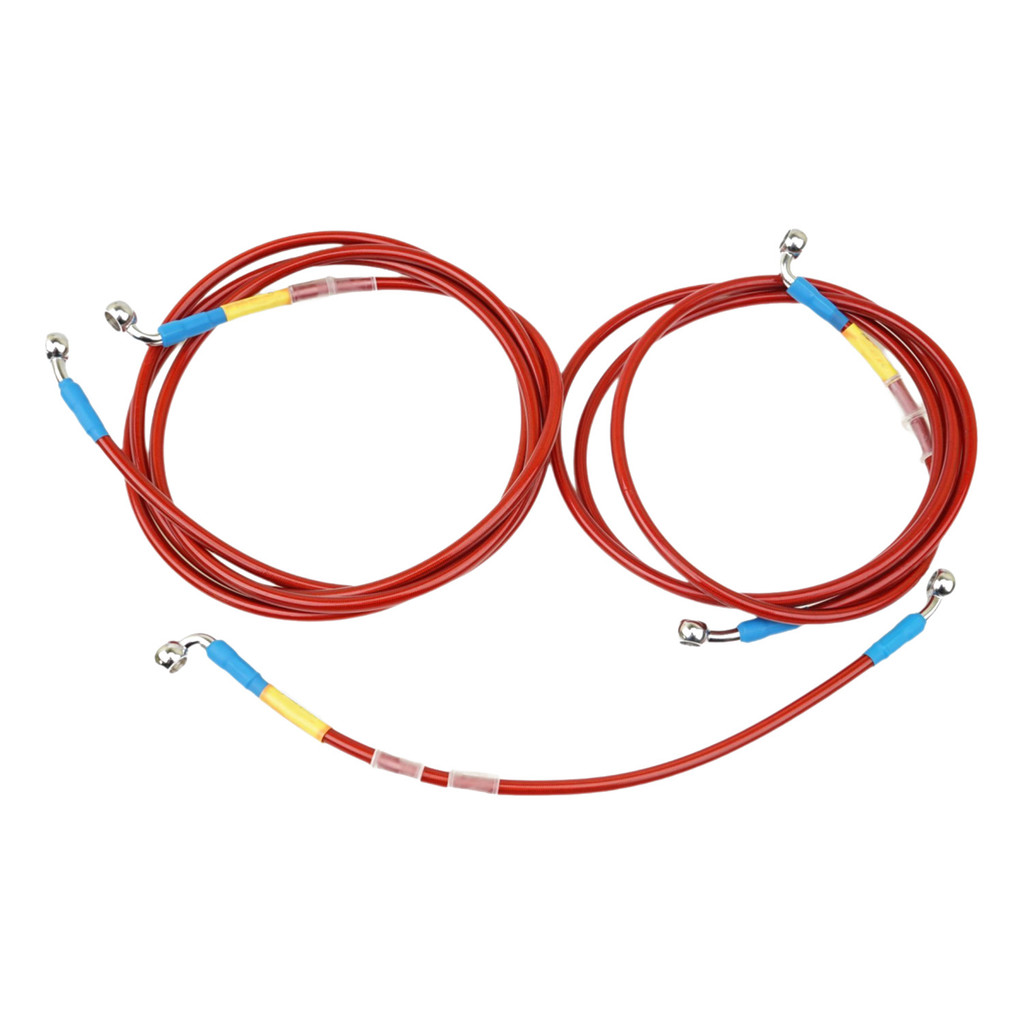 สีแดง400มม.-2200มม.สายเบรคไฮดรอลิก จุด สาย10มม.28°-90° Banjo สําหรับ Yamaha Pipe Line สายถักน้ํามัน ราคา ถูกที่สุด ดีลบีเคเค แกลเลอรีภาพที่ 5